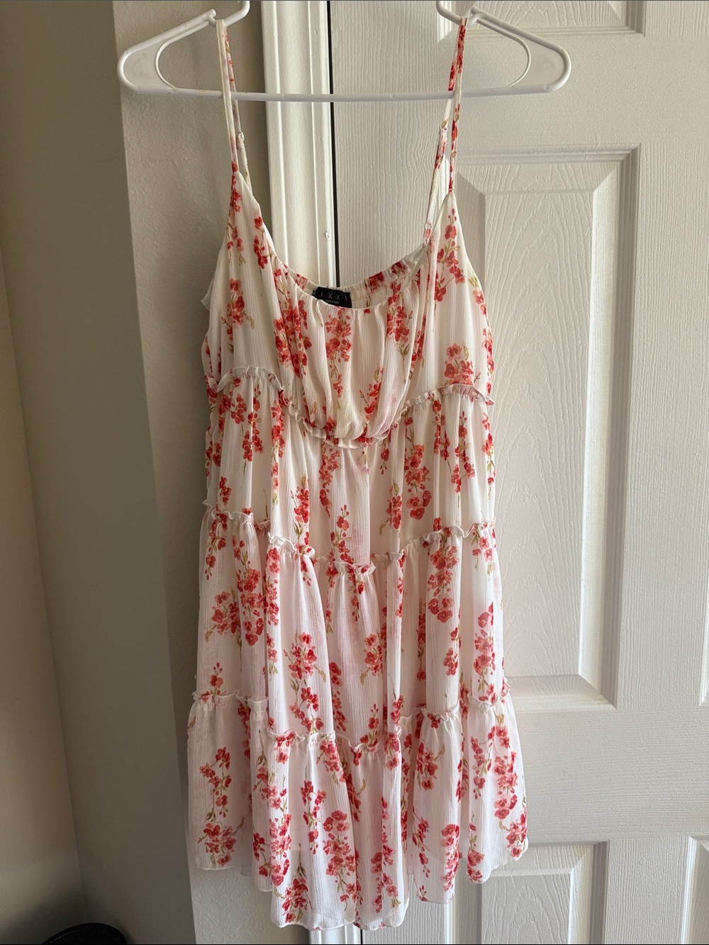 Trixxi White Mini Dress with Red Floral Print
